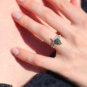 Bague en Agate Mousse Verte - Argent Sterling