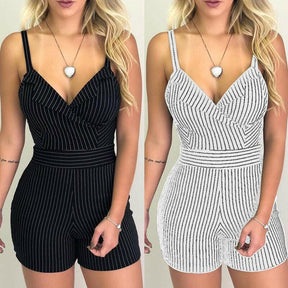 Maßgeschneiderter, gestreifter Playsuit mit Trägern