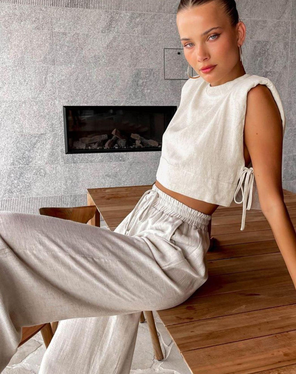 Ensemble en Lin Cropped + Pantalon Pantacourt