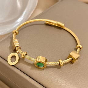 Bracelet Luxe en Acier et Malachite