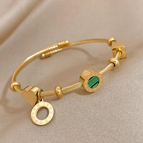 Bracelet Luxe en Acier et Malachite