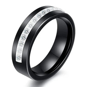 Bague en céramique blanche et noire