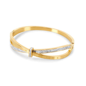 Pulsera De Circonitas Romanas Bañada En Oro De 18 Quilates CARLIDANA-Pulseras Cruzadas de Cristal para Mujer, Pulsera, Números Romanos, Moda, Alta Calidad