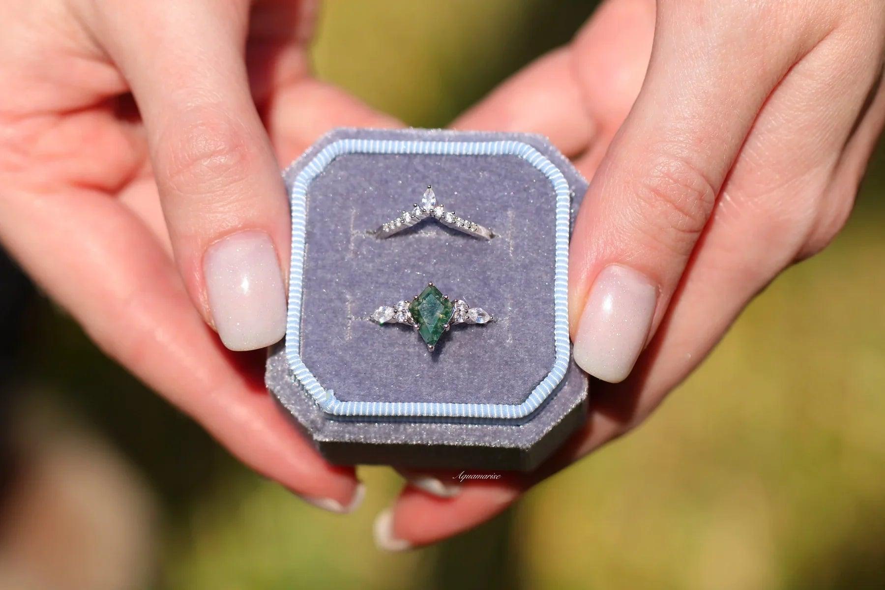 Bague en Agate Mousse Verte - Argent Sterling